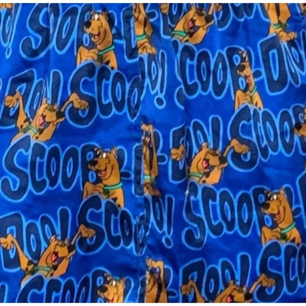 Scooby Doo Blue Satin Mini Skirt XS Pencil One of A Kind Kidcore Logo Upcycled - Picture 3 of 6